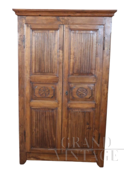 Antique Lombard wardrobe from the early 19th century in solid poplar