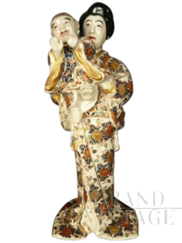 Authentic Japanese statue in Imperial Satsuma porcelain, Japan 19th century