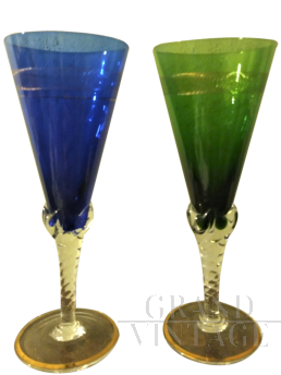 Murano glasses with pure gold decoration