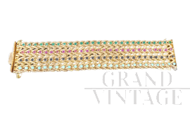 1960s bracelet in 14 kt gold with sapphires, rubies, emeralds and turquoises