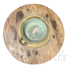 Antique 19th century copper and wood brazier