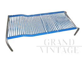Vintage blue outdoor cot in aluminium from the 70s          