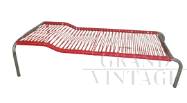 Vintage red outdoor cot in aluminium from the 70s