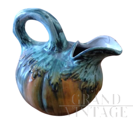 Pumpkin-shaped glazed terracotta jug from the late 19th century