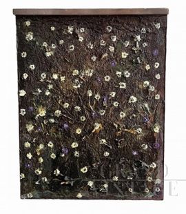 Bruno Carlino - Flowers, tempera and enamel painting on panel, 2020
