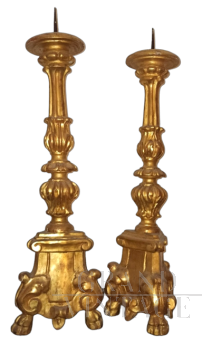 18th century candlesticks with gold leaf on all sides