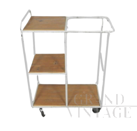 Industrial trolley with wooden shelves, 1970s   