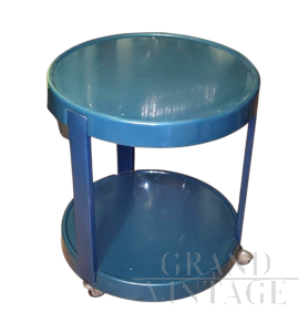 Round space age bar trolley in blue plastic, 1970s