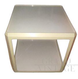Trolley coffee table design by Alberto Rosselli for Kartell in white plastic, 1960s