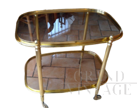 Vintage oval brass and crystal trolley