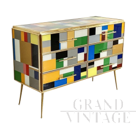 Design chest of drawers covered with multicolored Murano glass, 1980s