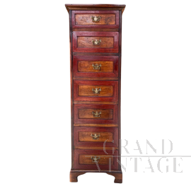 Antique tallboy dresser in walnut and ebony wood