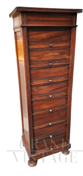 1920s office filing cabinet in mahogany