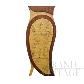 Shaped design chest of drawers in birch briar