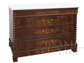 Antique Neapolitan Smith style chest of drawers in briar walnut