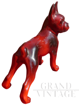 Fornasetti ceramics, vintage French bull dog statuette