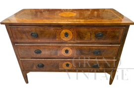 Antique inlaid Lombard chest of drawers from the Louis XVI era - late 18th century 