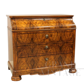 Antique Louis Philippe walnut briar dresser with drop-down desk               
                            