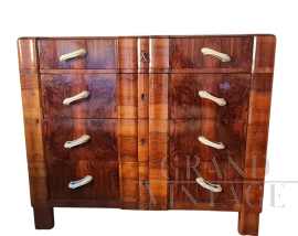 1940s Italian art deco dresser in walnut briar