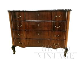 Neo-baroque chest of drawers in walnut