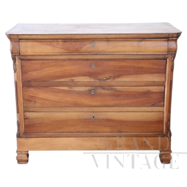 19th century antique rustic walnut chest of drawers