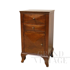 Antique Directoire bedside table cabinet in walnut, Italy 18th century  