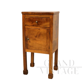 Empire bedside table cabinet in walnut, Italy 19th century  