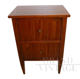 Antique two-door walnut bedside table from the Louis XVI period