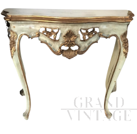 Carved, painted and gilded Venetian Baroque style console        
