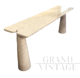 Console by Angelo Mangiarotti in Carrara marble with rectangular top