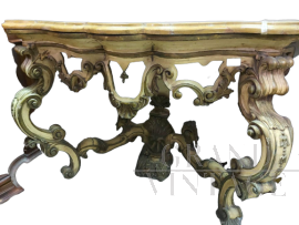 Antique Louis XIV console lacquered in silver
