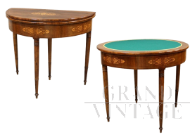 Charles X console table in inlaid walnut, Italy 19th century