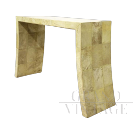 Art Deco style console table in parchment, 1980s