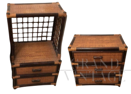 Pair of wicker chests of drawers