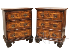 Pair of Louis XV walnut bedside tables, 18th century Italy