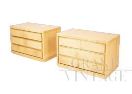 Pair of parchment bedside tables designed by Aldo Tura for Tura Milano