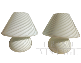 Pair of mushroom Murano glass lamps from the 70s