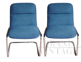 Pair of 70s office armchairs in chromed metal