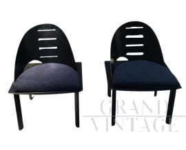 Pair of chairs by Patrice Bonneau in black lacquered metal