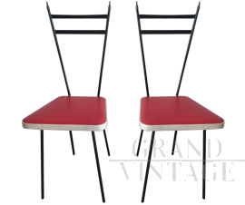 Pair of vintage 1950s chairs in iron and brass