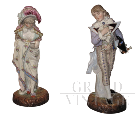 Pair of 19th century porcelain statues