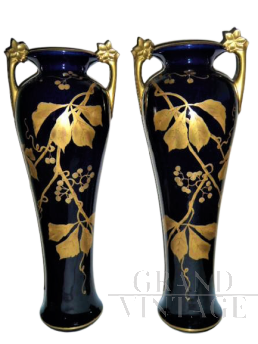 Pair of Tours Art Nouveau vases signed Gustave Asch, France, early 20th century