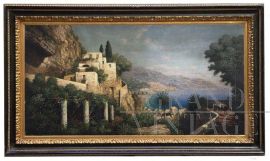 Amalfi Coast painting, Posillipo School, oil on canvas