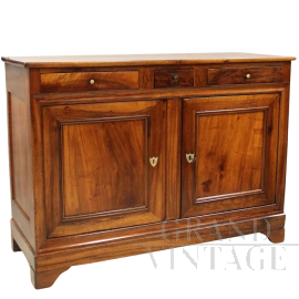 Antique Louis Philippe sideboard with two doors in walnut, 19th century  