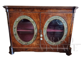 Antique Victorian sideboard with two glass doors
