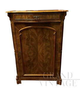 Antique Biedermeier small cabinet in mahogany feather
