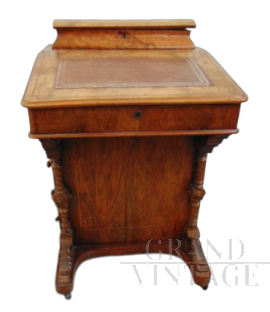 Antique English davenport from the late 19th century in briar
