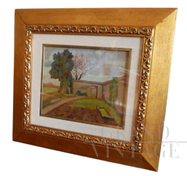 Painting with a countryside scene, oil on panel, signed Cantoni