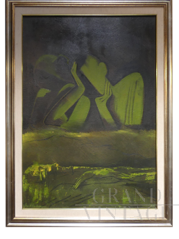 Gaston Orellana painting in green