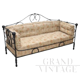 Antique sofa in wrought iron from the late 19th century 